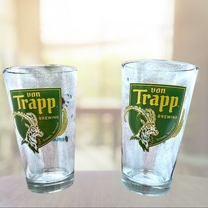 Von Trapp beer glasses 2 / Stowe Vermont / Boathouse restaurant logo on back